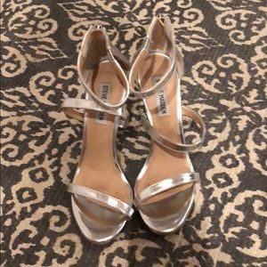 Steve Madden Silver Four inch heels